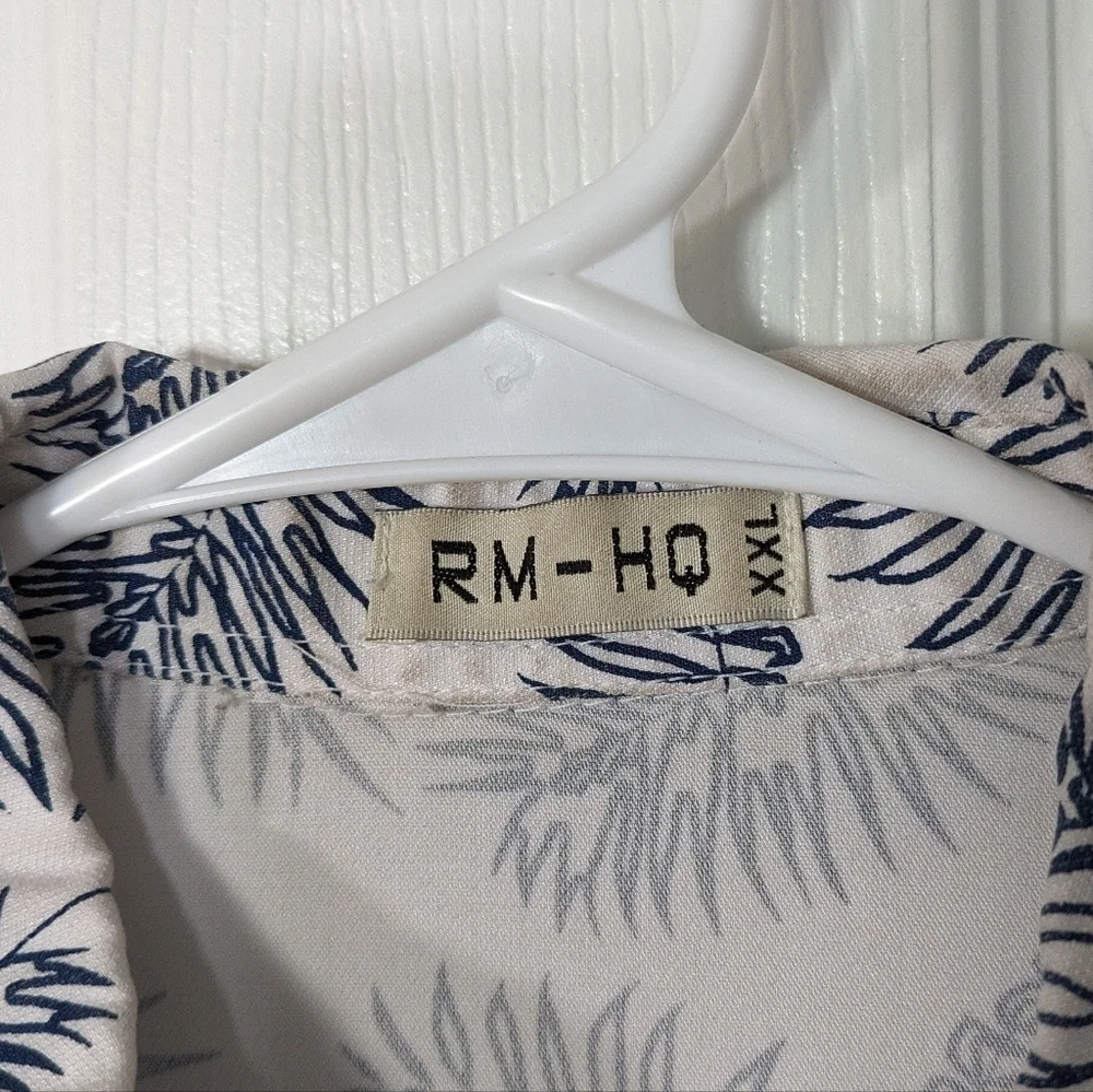Boy's Tropical Leaf Print Snap-Up‎ Long Sleeve Collared Top Size XXL from RM-HQ